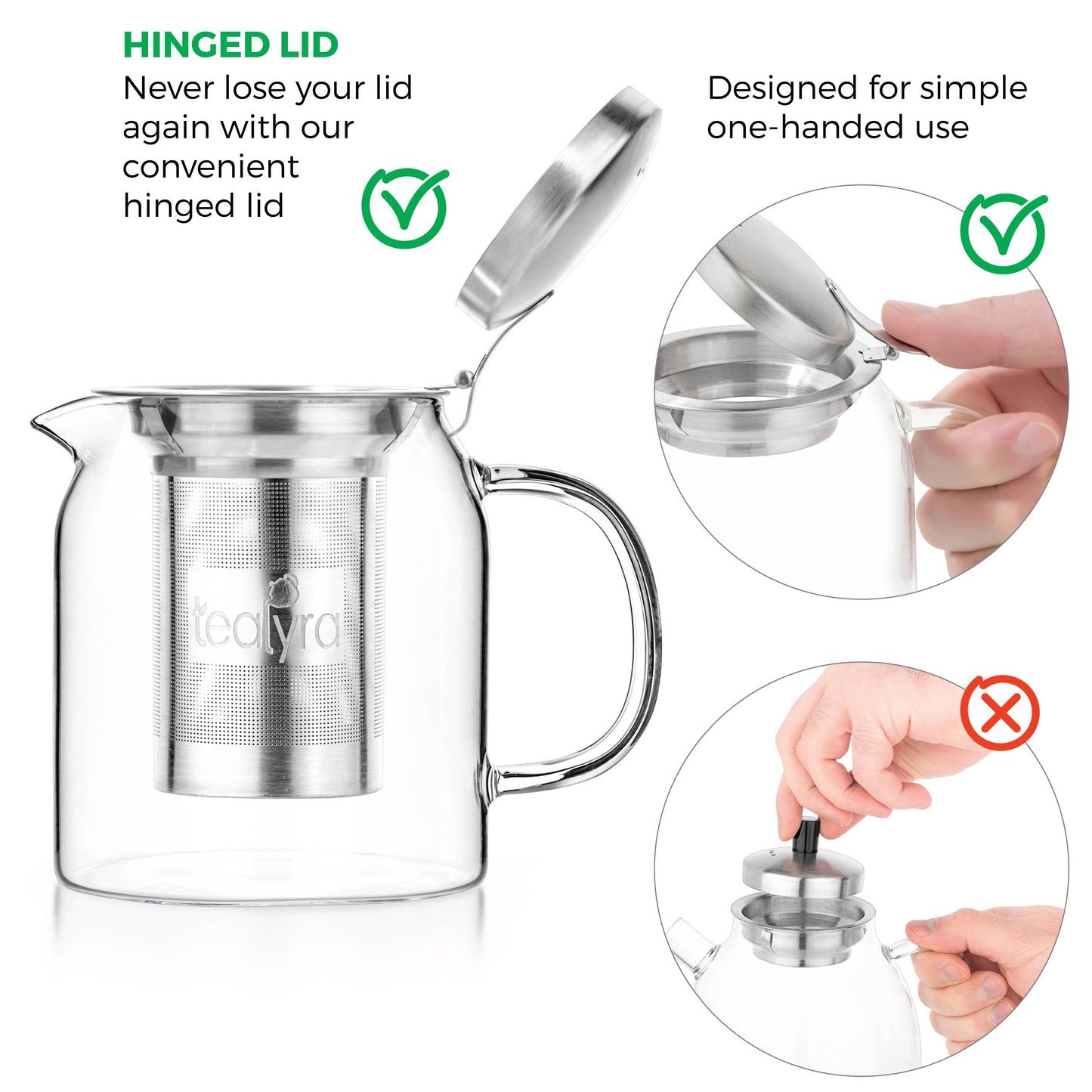 Pyxis Glass Small Teapot Kettle 20 oz Stove Top Safe