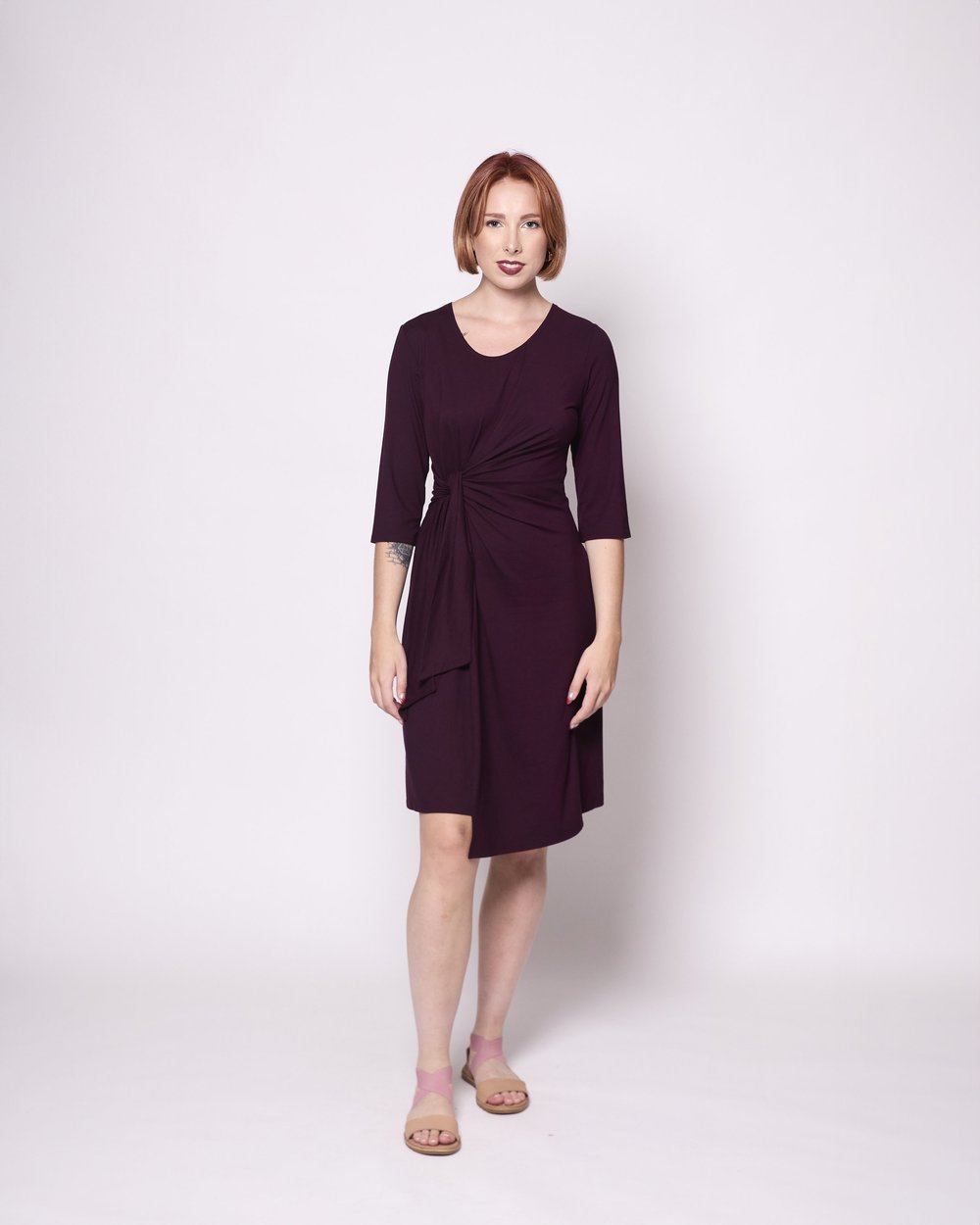 Mariela asymmetrical jersey dress - merlot
