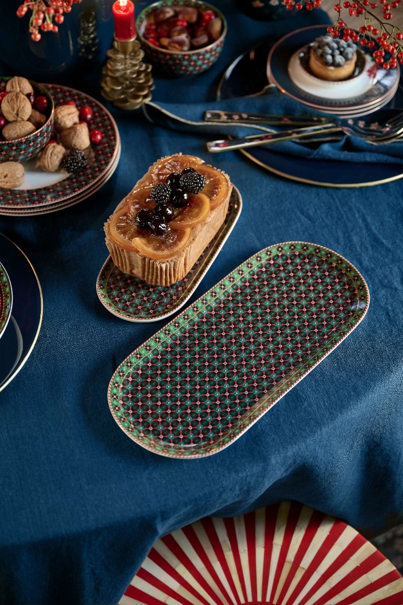 Cake Tray Platter Clover Green 13"