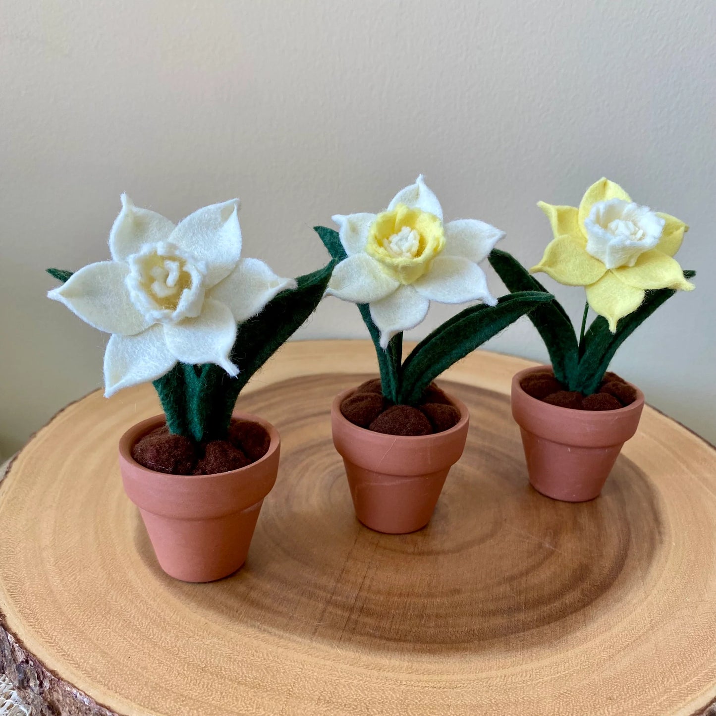 Felt Daffodil in Terracotta Pot - Handmade in Ottawa
