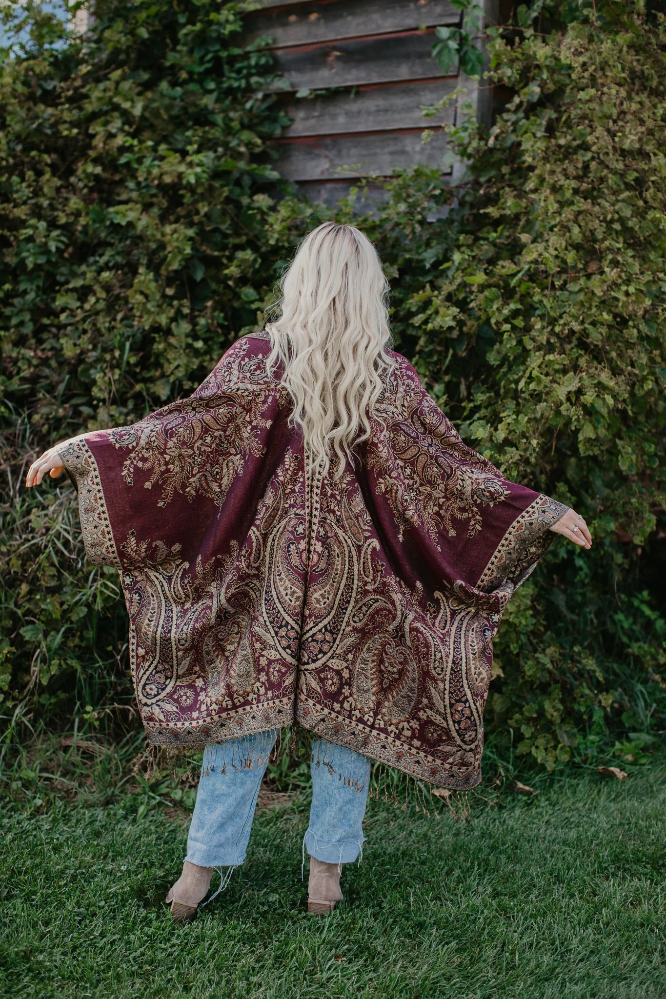 Luna Woven Kimono - Rusty Burgundy