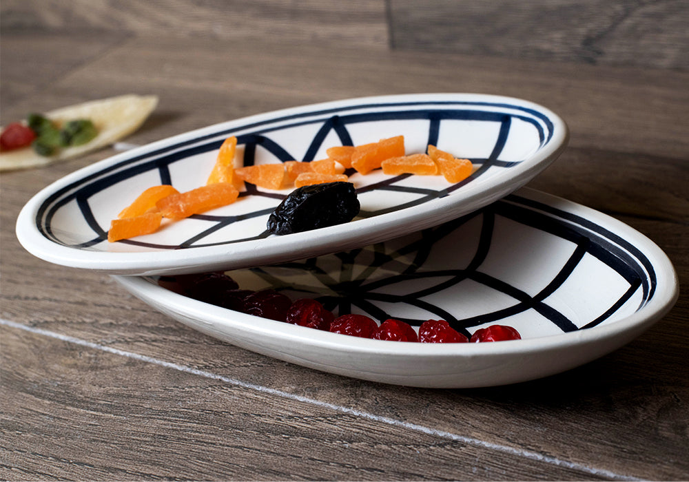 Large Oval Plates in Black and White