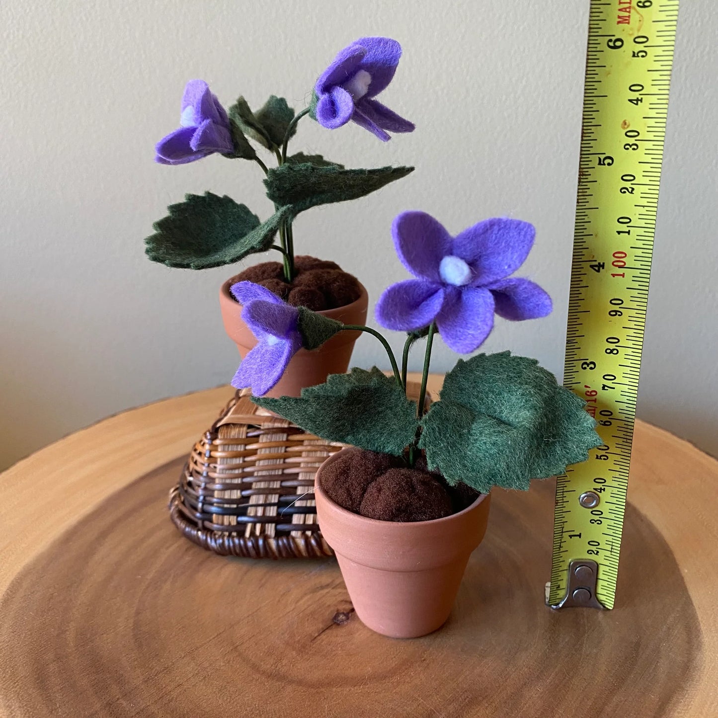 Felt Violet in Terracotta Pot - Handmade in Ottawa
