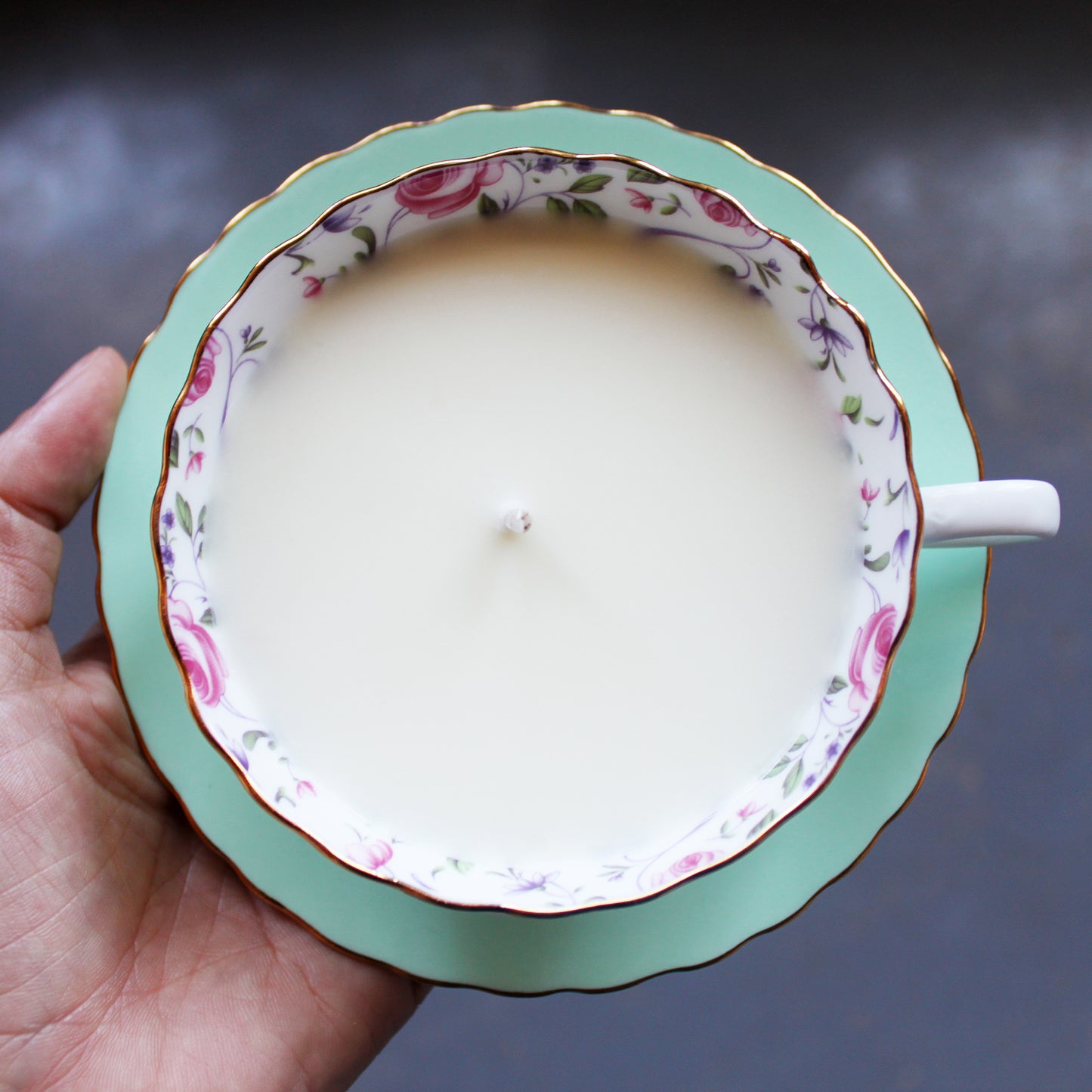Porcelain Teacup Candle Honeysuckle - Dot and Lil