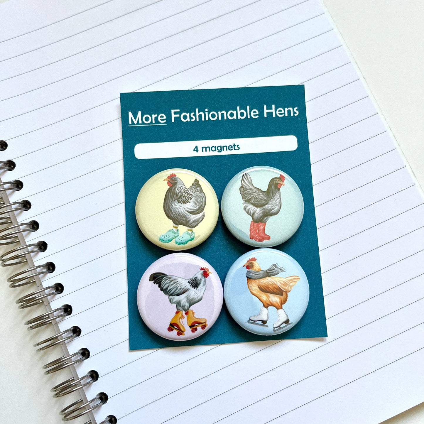 NEW - More Fashionable Hens Fridge Magnets (set of 4)