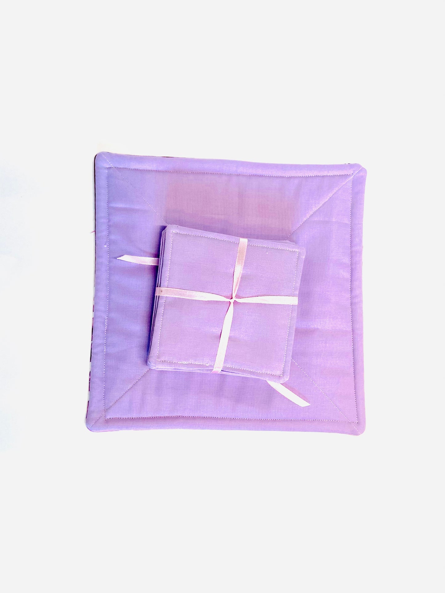 Tabletop Protector Hot Pad and Coasters Set - Purples and Pinks - Silverthorn’s Unique Handmade Decor