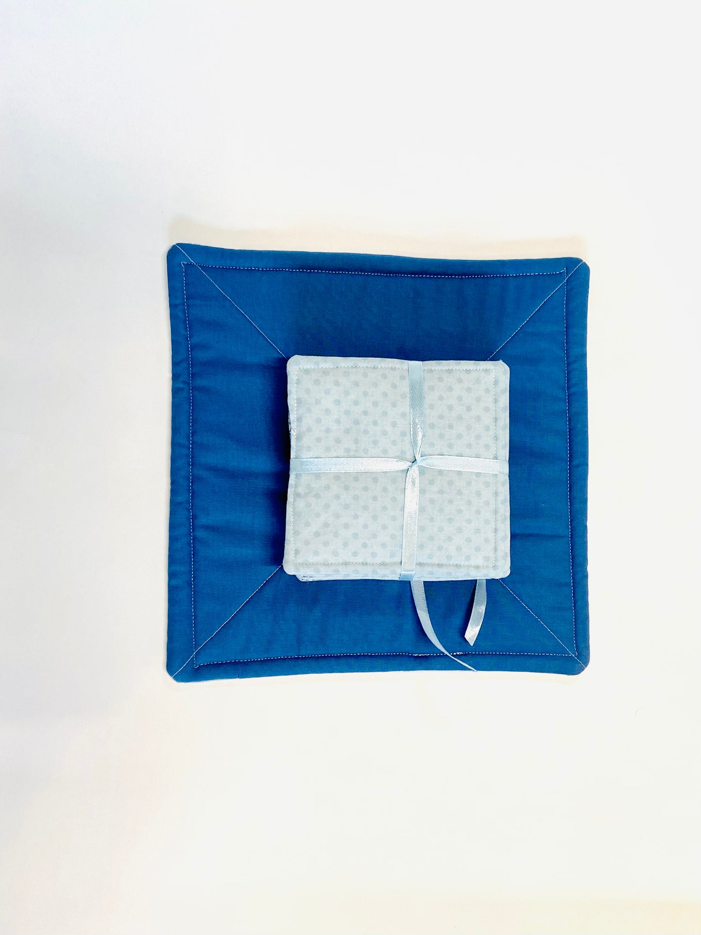 Tabletop Protector Hot Pad and Coasters Set - Blues and Greens - Silverthorn’s Unique Handmade Decor