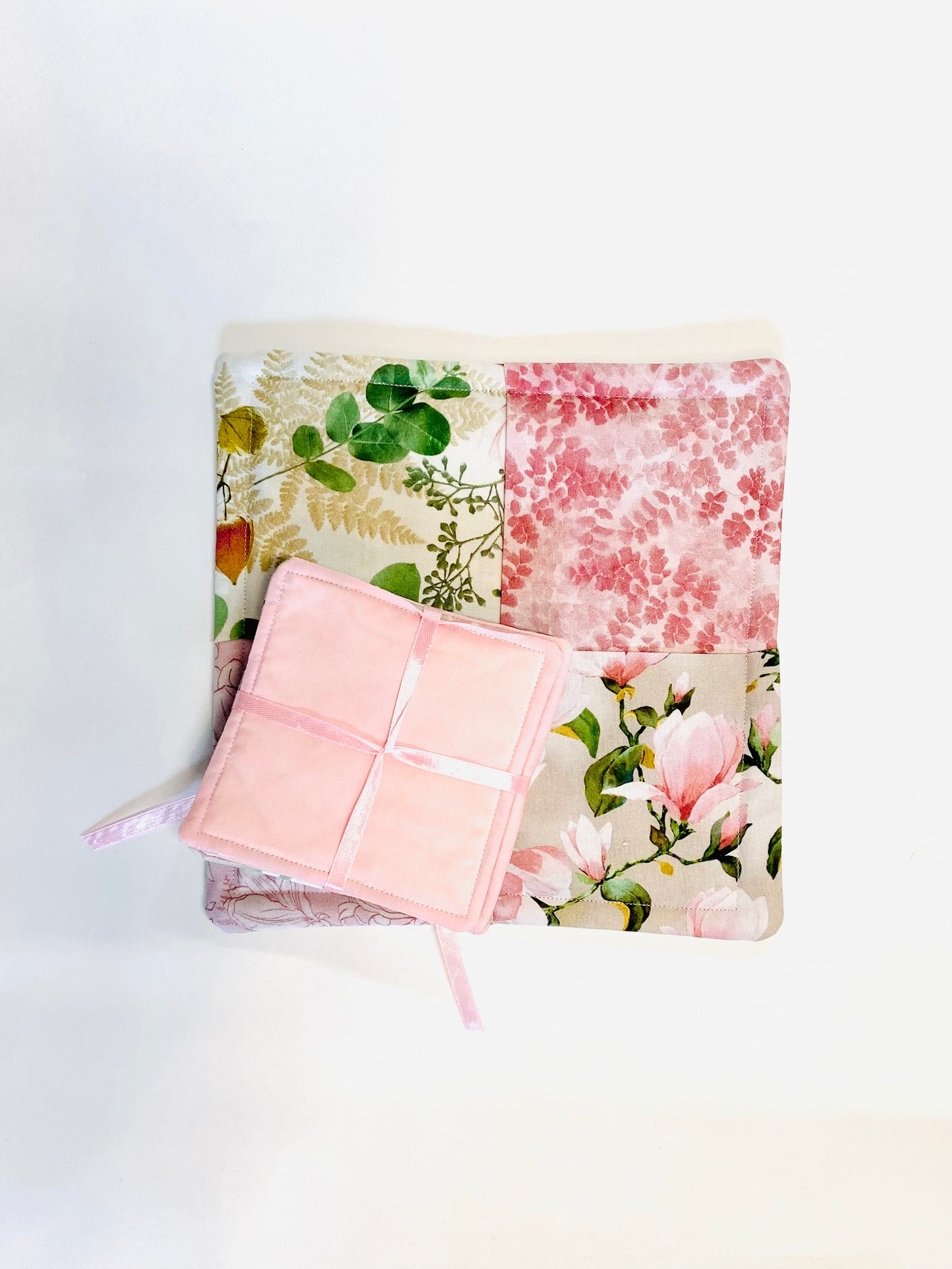 Tabletop Protector Hot Pad and Coasters Set - Peonies - Silverthorn’s Unique Handmade Decor