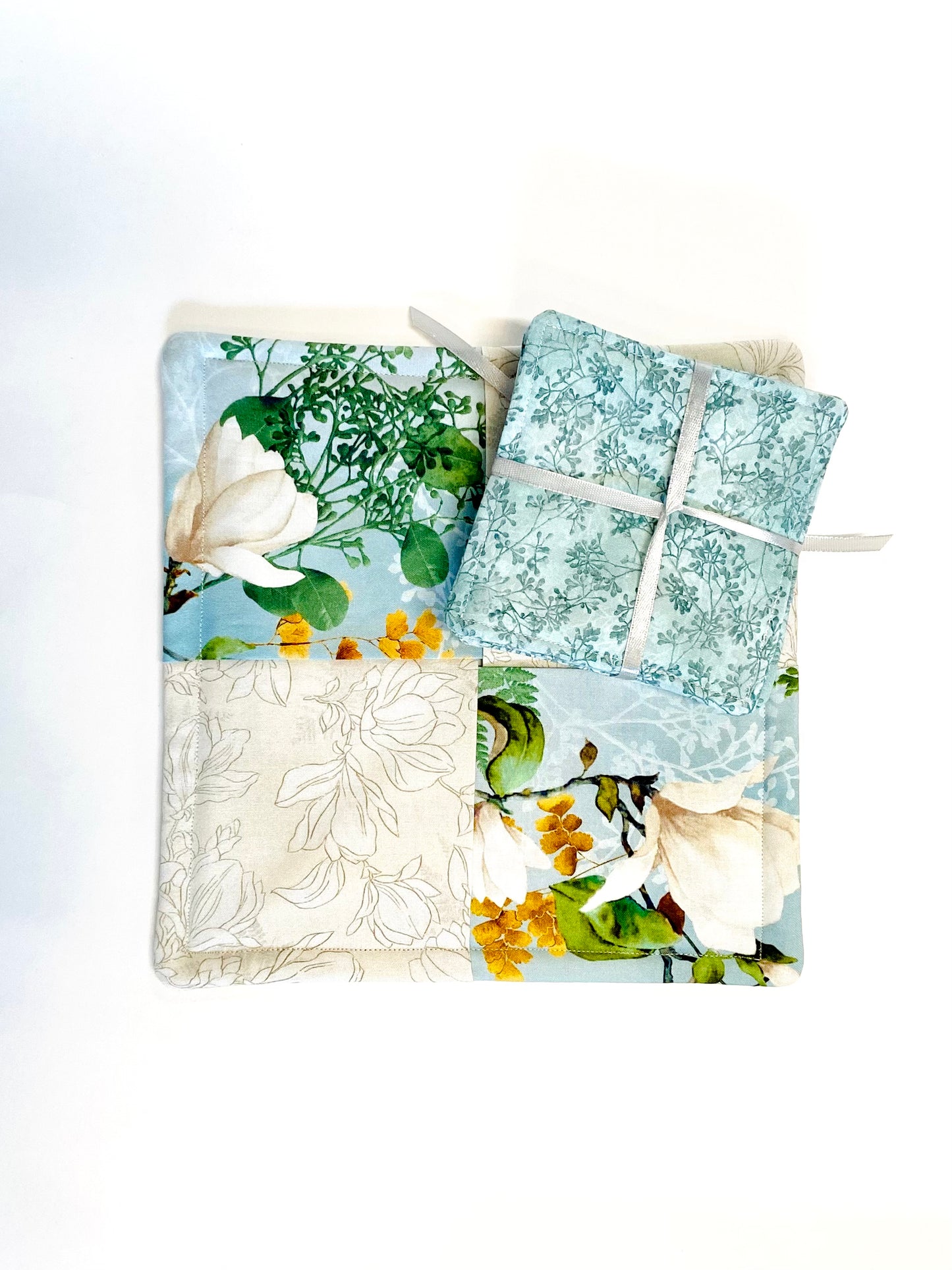 Tabletop Protector Hot Pad and Coasters Set - Peonies - Silverthorn’s Unique Handmade Decor