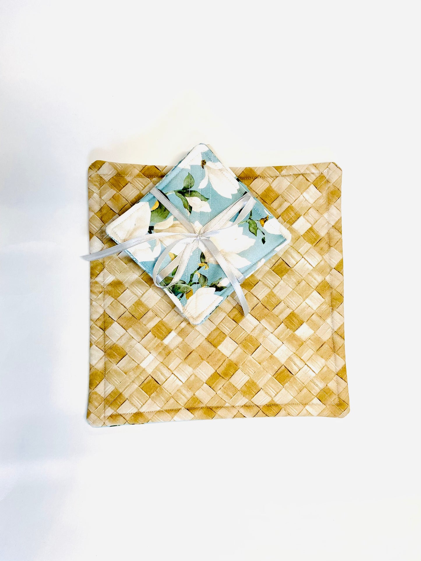 Tabletop Protector Hot Pad and Coasters Set - Peonies - Silverthorn’s Unique Handmade Decor