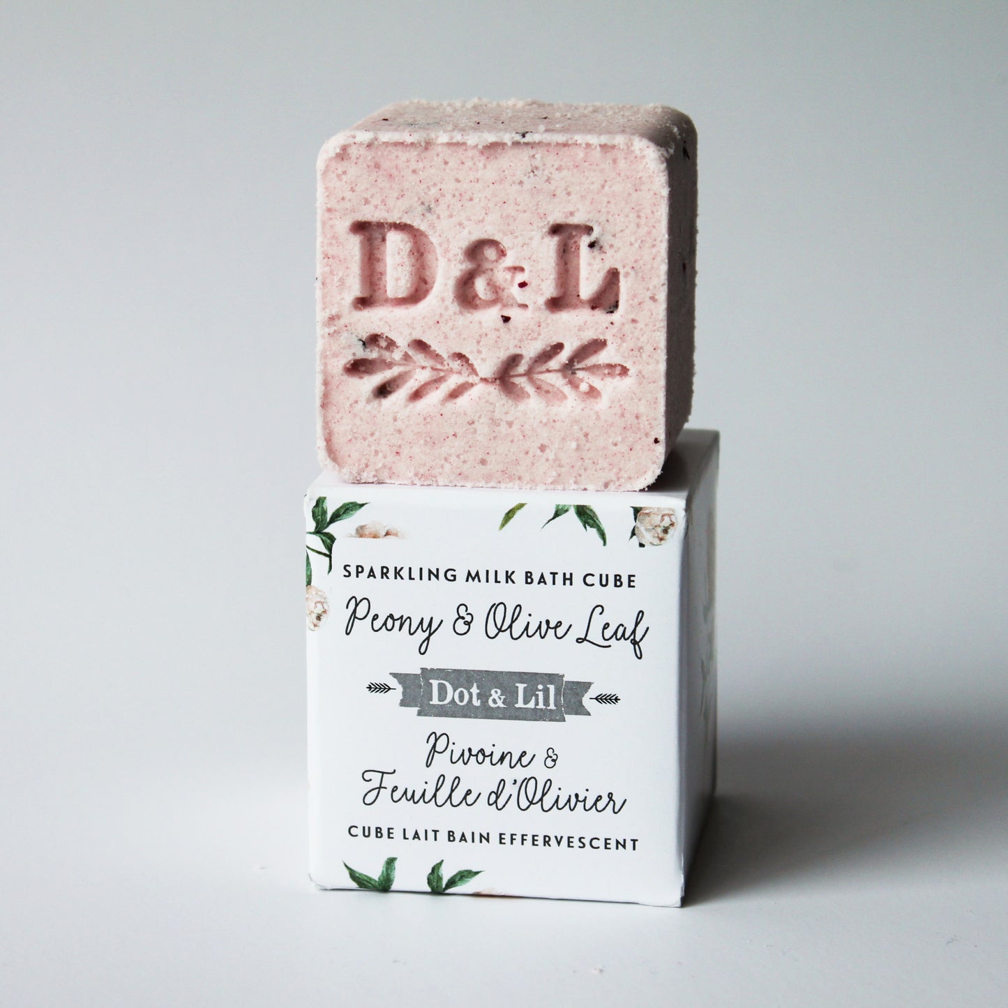 Peony and Olive Leaf Sparkling Milk Bath Cube - Dot and Lil