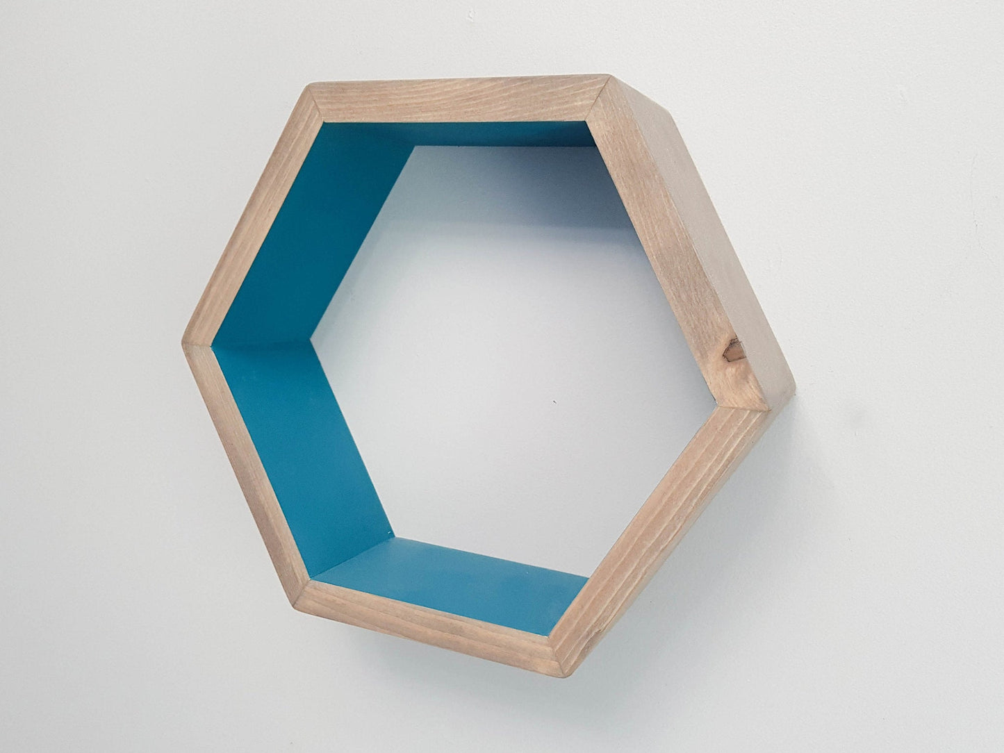 Floating Hexagon Shelf 14" Grey - Wood Chip Decor