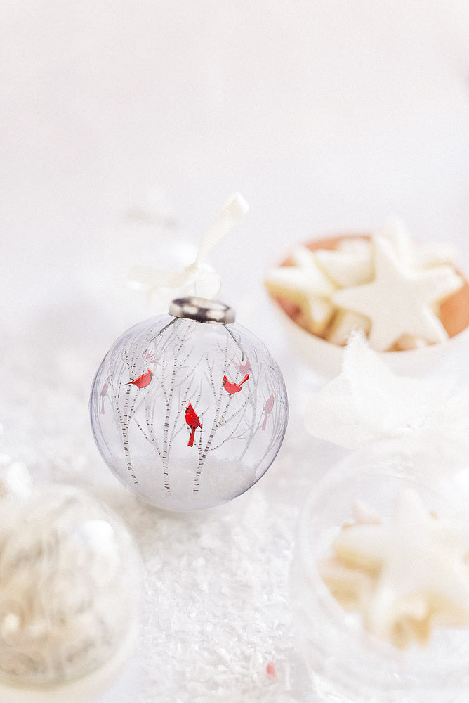 Cardinals in Trees Glass Ball Ornament - Abbott Collection