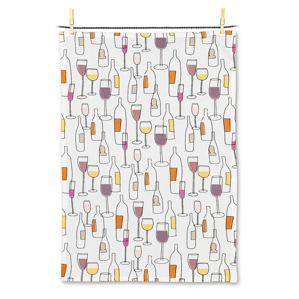 Wine Bottles and Glasses Tea Towel - Abbott Collection