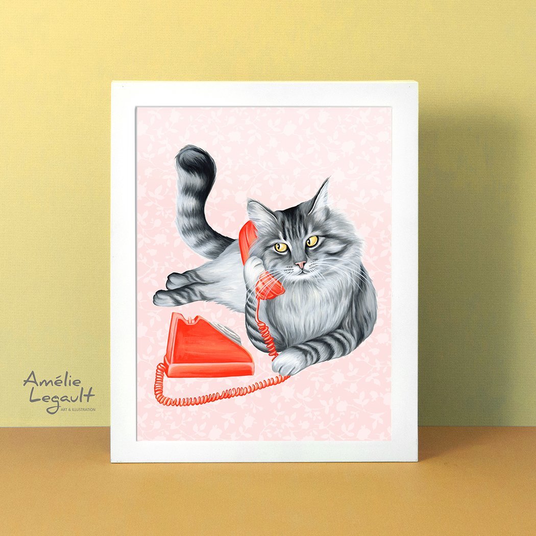 Animals on the Phone Prints - Land - Amelie Legault