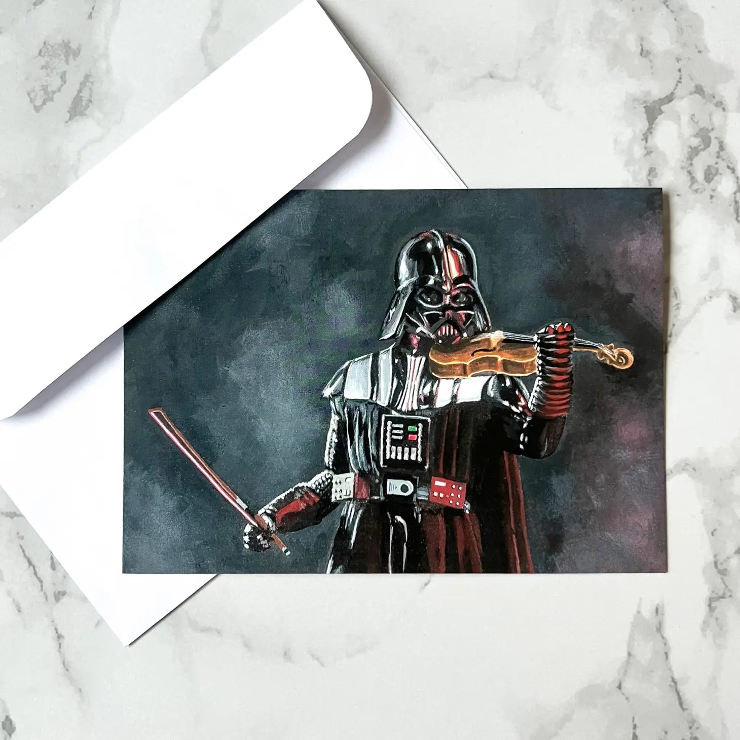 Darth Vader Playing the Violin Blank Greeting Card Kristin Fardy