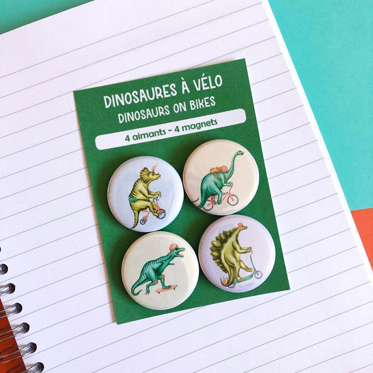 Dinosaurs on Bikes Magnets - Amelie Legault