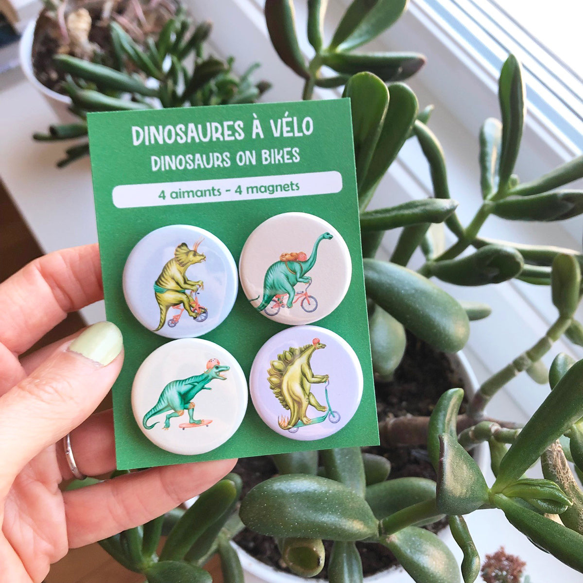 Dinosaurs on Bikes Magnets - Amelie Legault