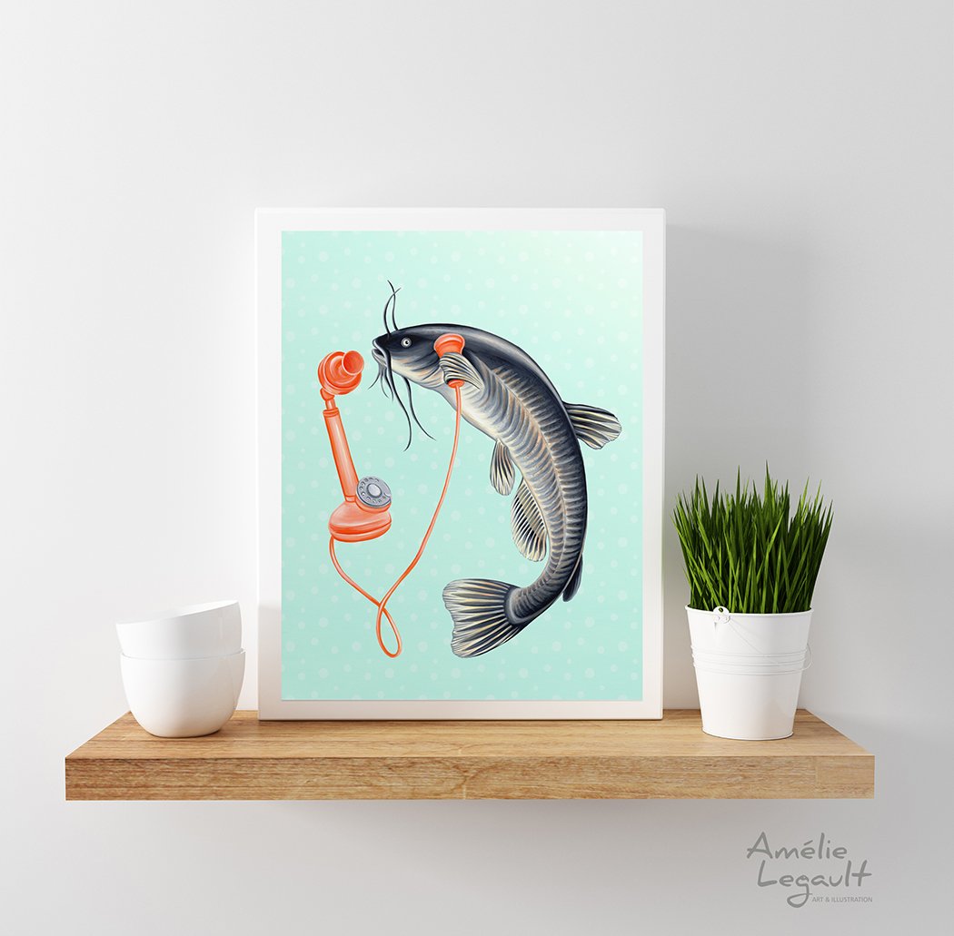 Animals on the Phone Prints - Sea - Amelie Legault