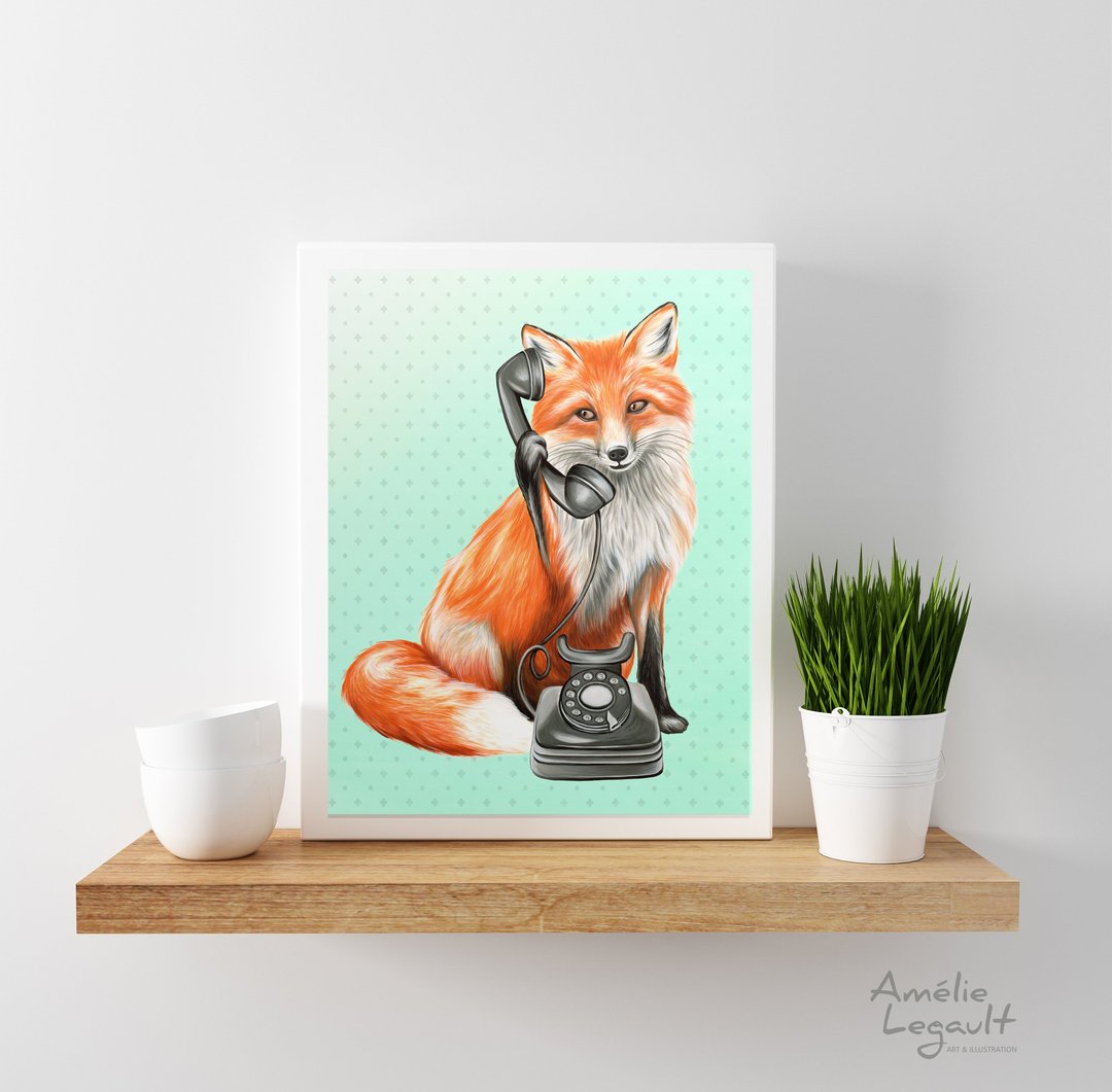 Animals on the Phone Prints - Land - Amelie Legault
