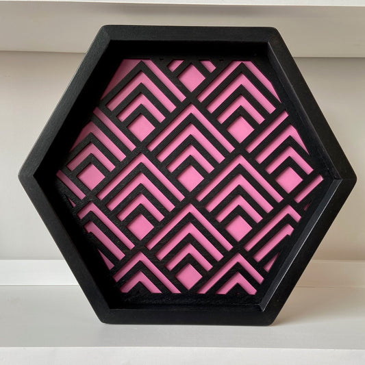 Geometric Tray Black - Wood Chip Decor