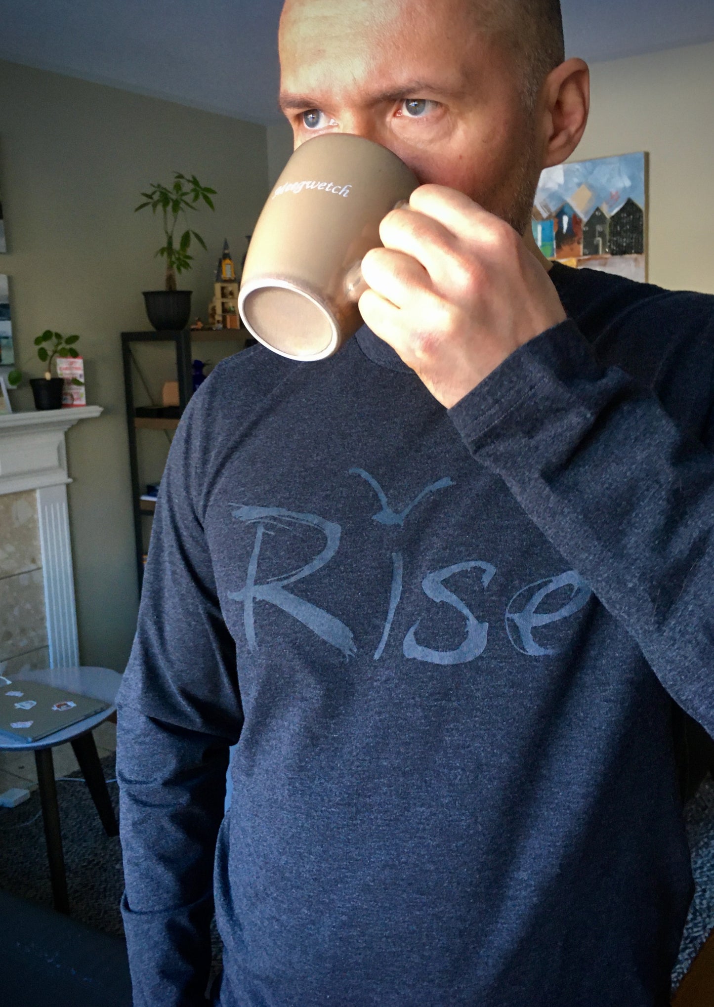 Rise Long sleeve Tshirt Unisex in Charcoal Bi-Blend - Kindred Apparel