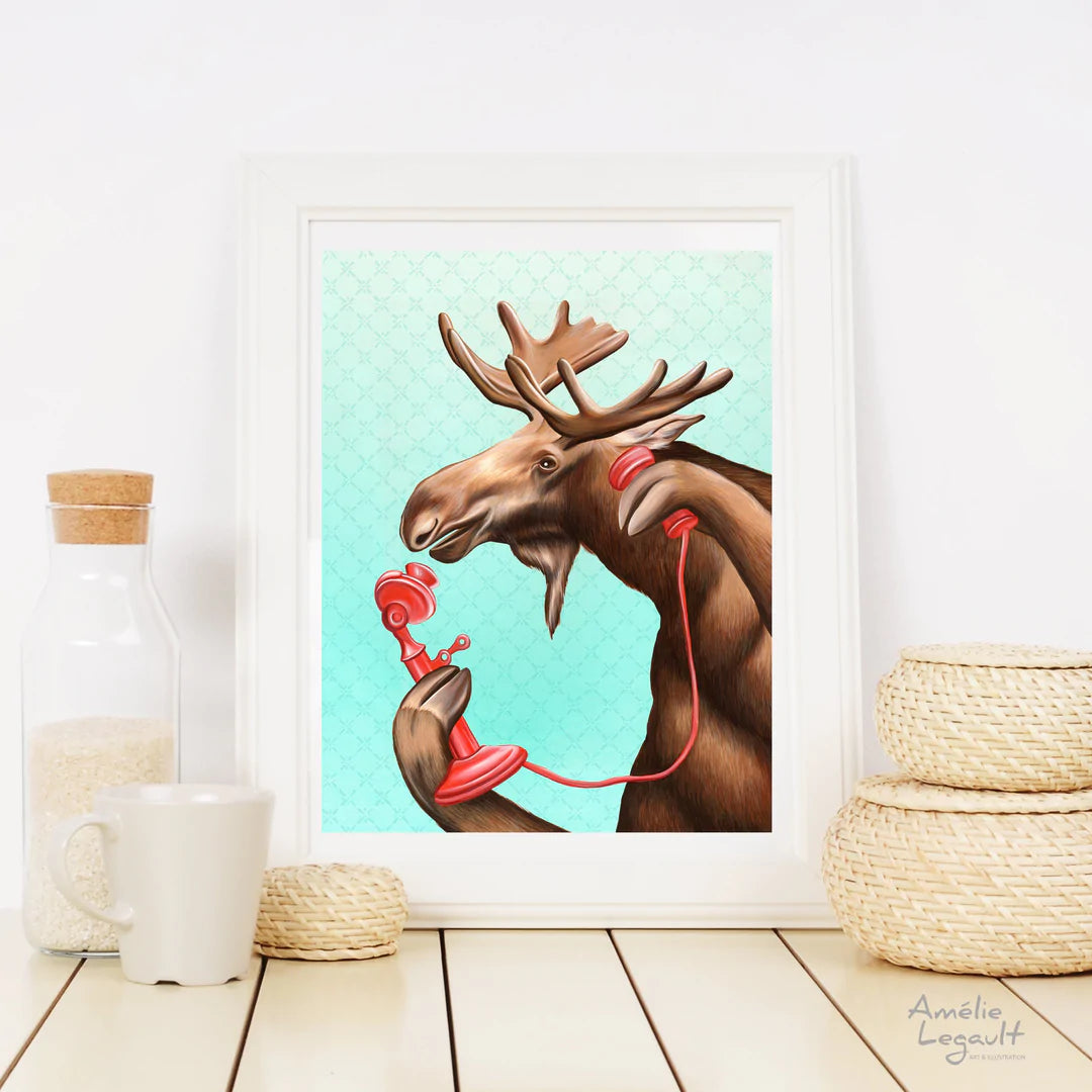 Animals on the Phone Prints - Land - Amelie Legault