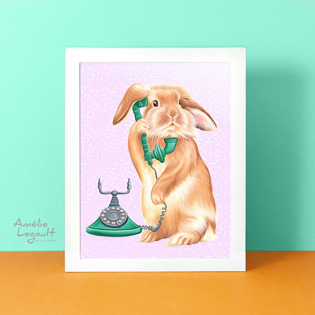 Animals on the Phone Prints - Land - Amelie Legault