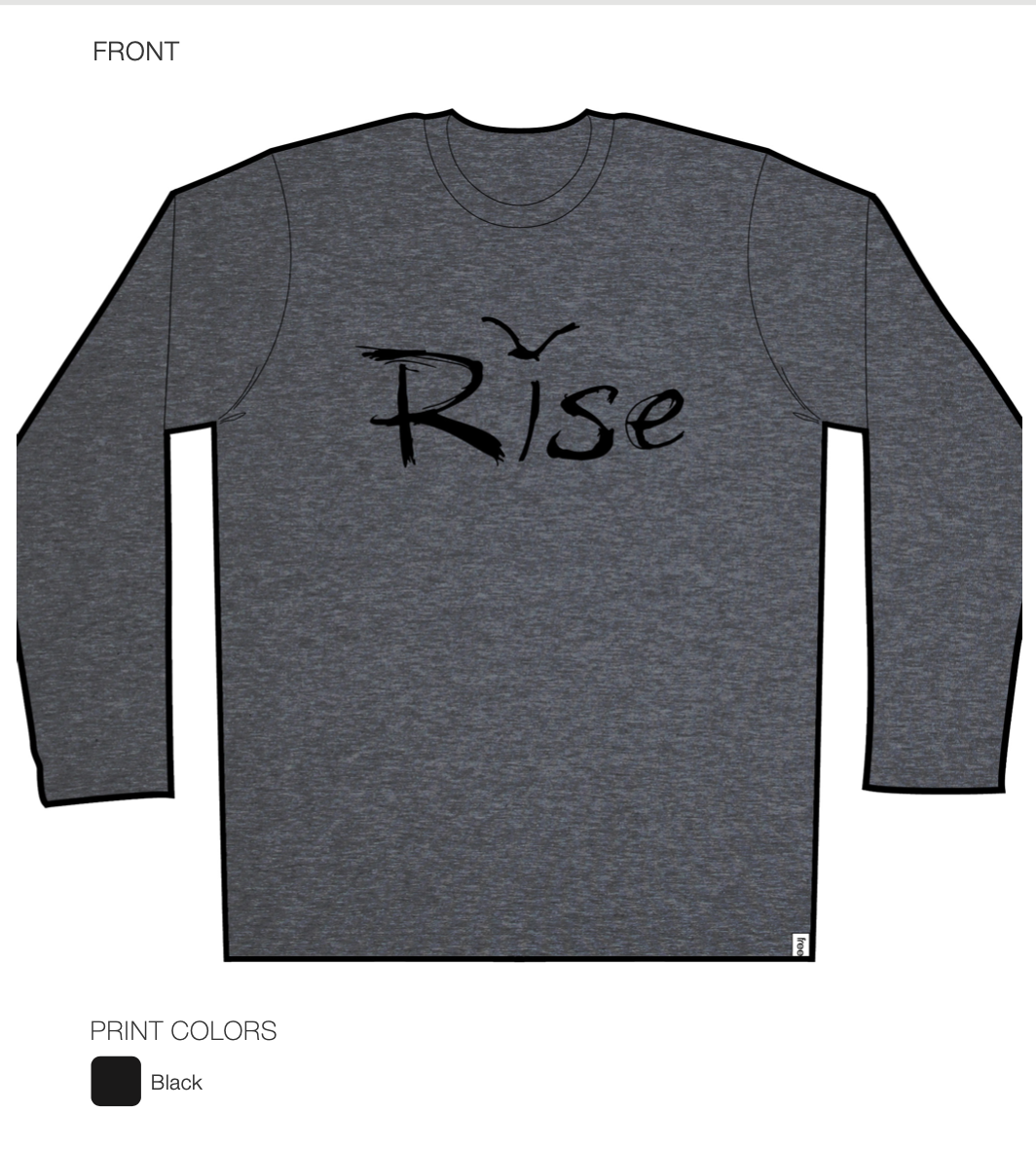 Rise Long sleeve Tshirt Unisex in Charcoal Bi-Blend - Kindred Apparel