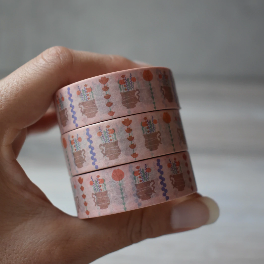 Tea Cup Flower Vase Washi Tape - Tea Thoughts