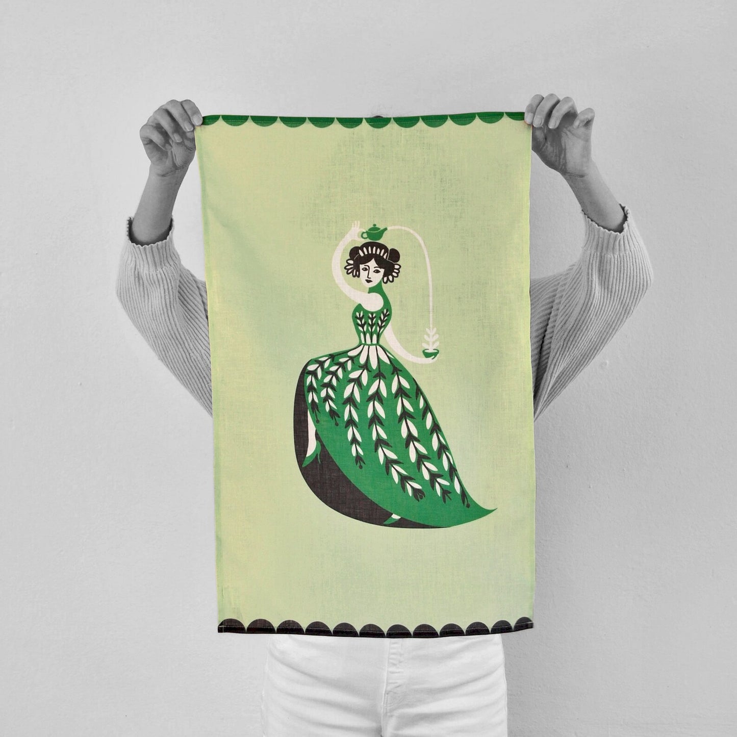 Linen Tea Towel - Tea Lady #2