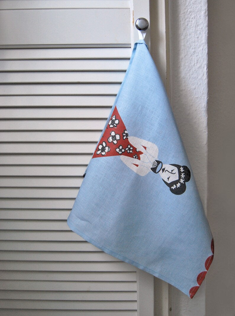 Linen Tea Towel - Tea Lady #3