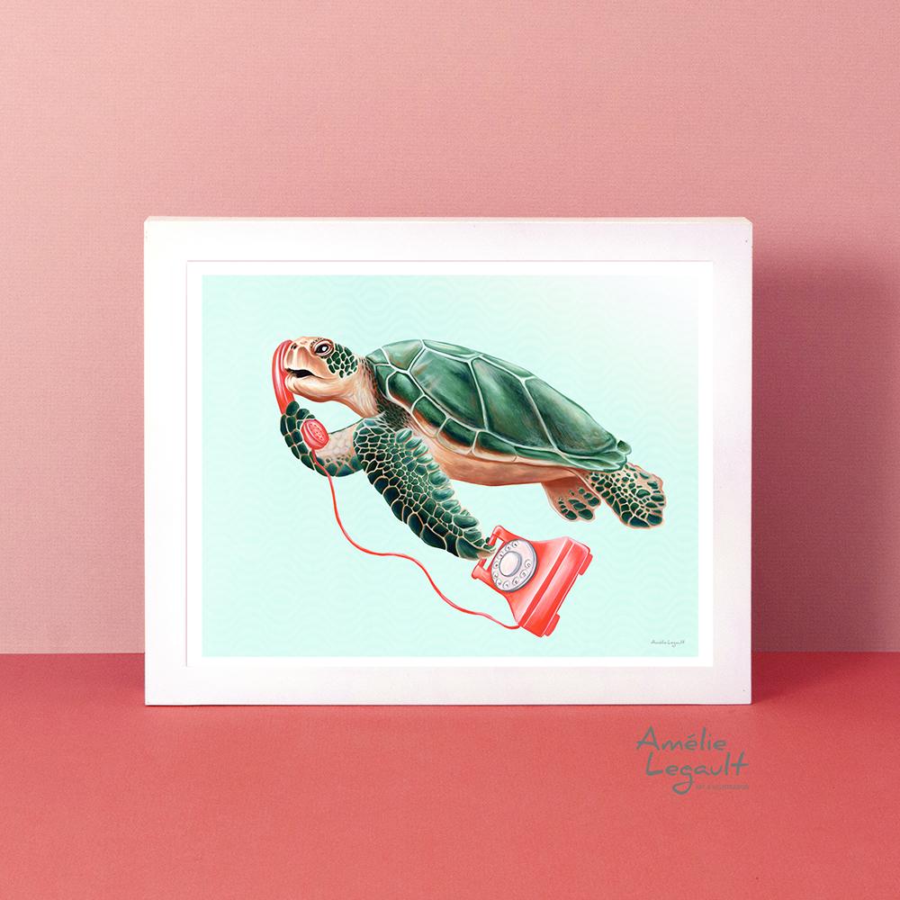 Animals on the Phone Prints - Sea - Amelie Legault