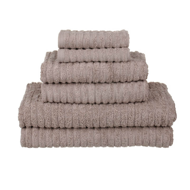 Fairtrade Glo Organic Cotton Stripe Towels - Mushroom