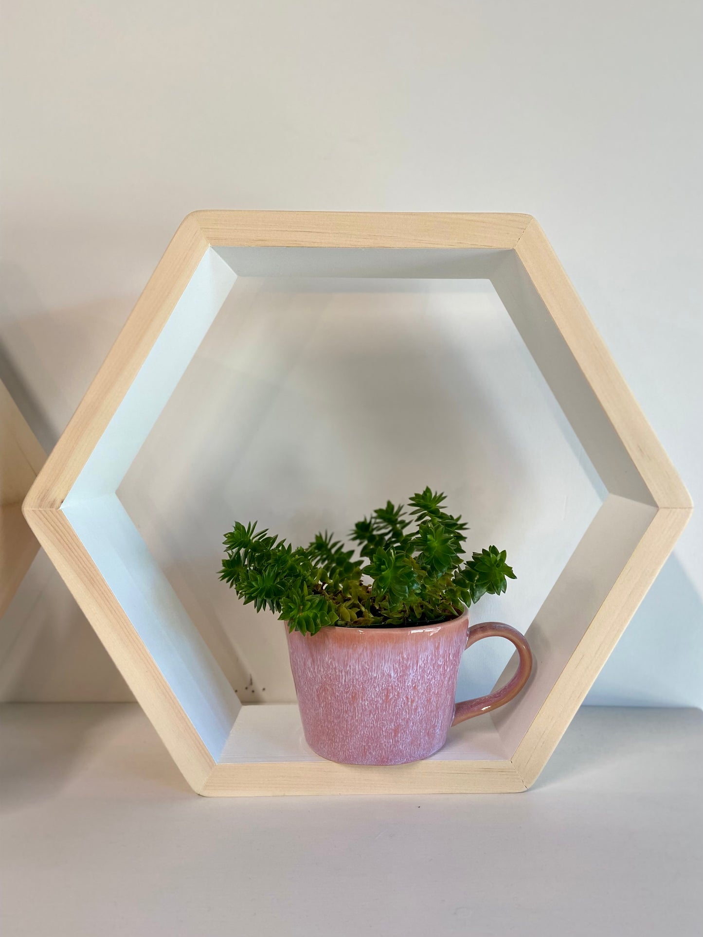 Floating Hexagon Shelf 14" Natural - Wood Chip Decor