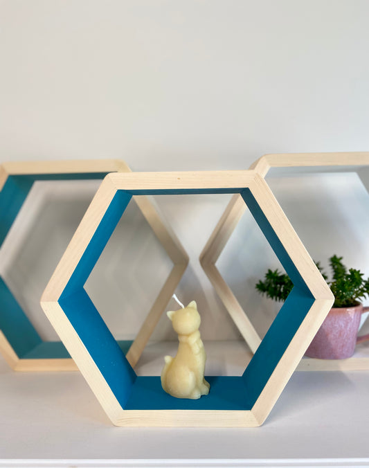 Floating Hexagon Shelf 12" Natural - Wood Chip Decor