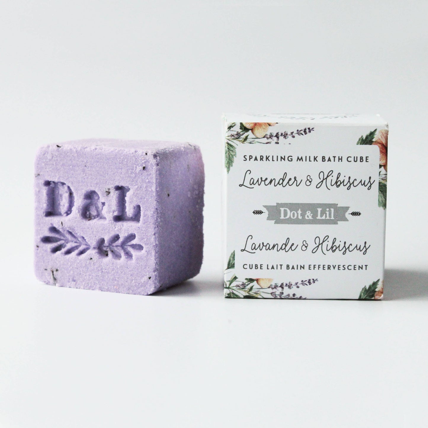 Lavender & Hibiscus Sparkling Milk Bath Cube - Dot and Lil