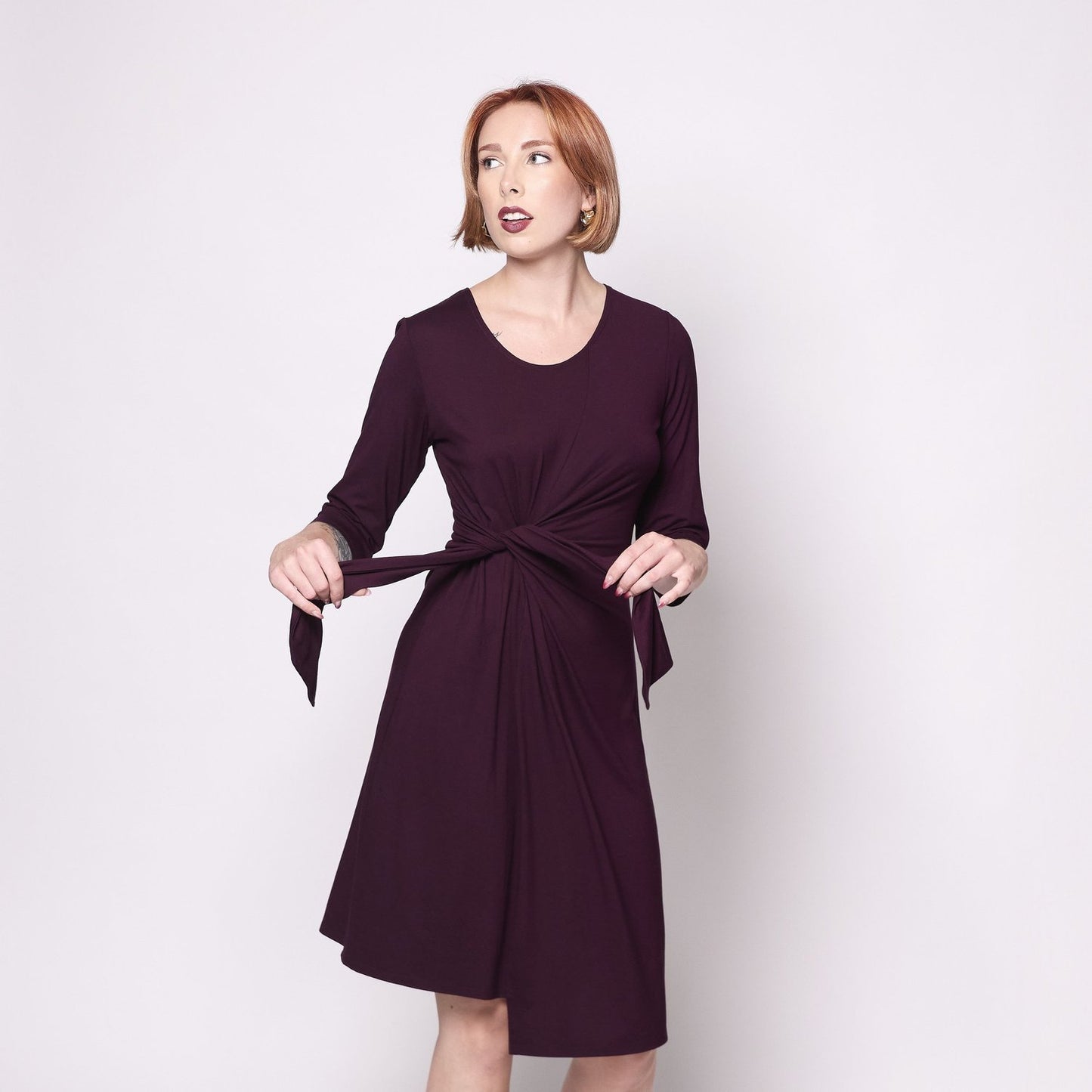 Mariela asymmetrical jersey dress - merlot