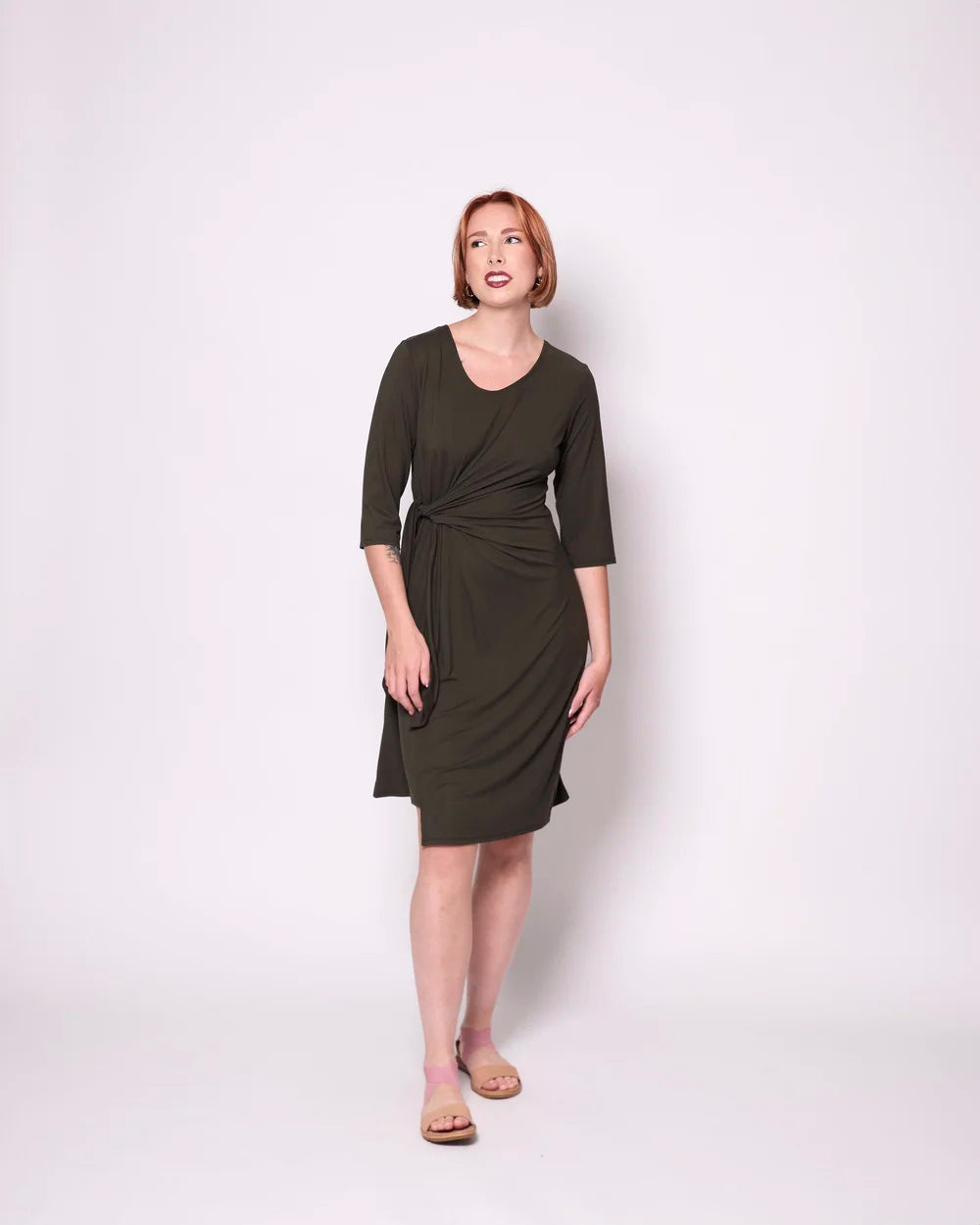 Mariela asymmetrical jersey dress - spruce