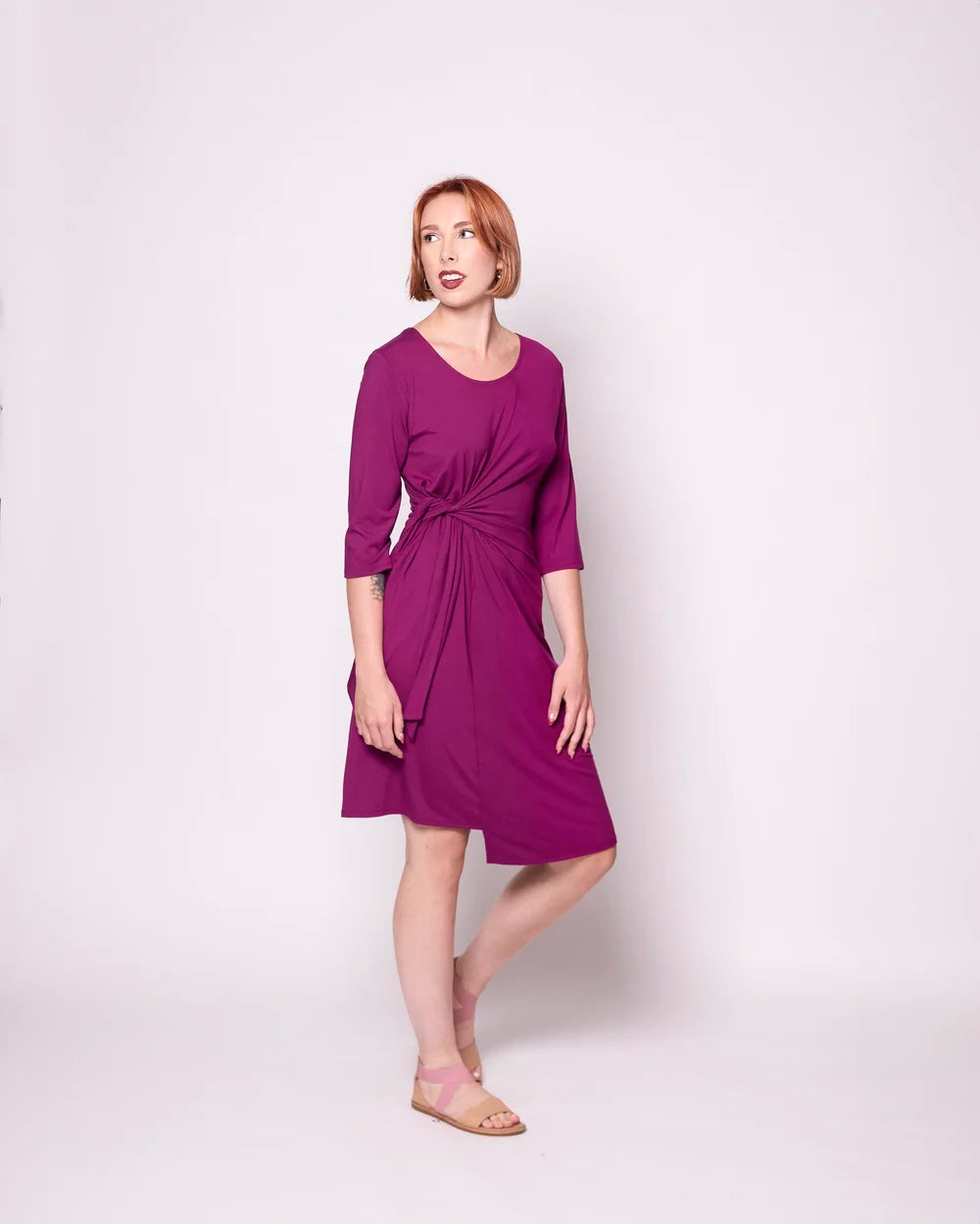 Mariela asymmetrical jersey dress - fuchsia