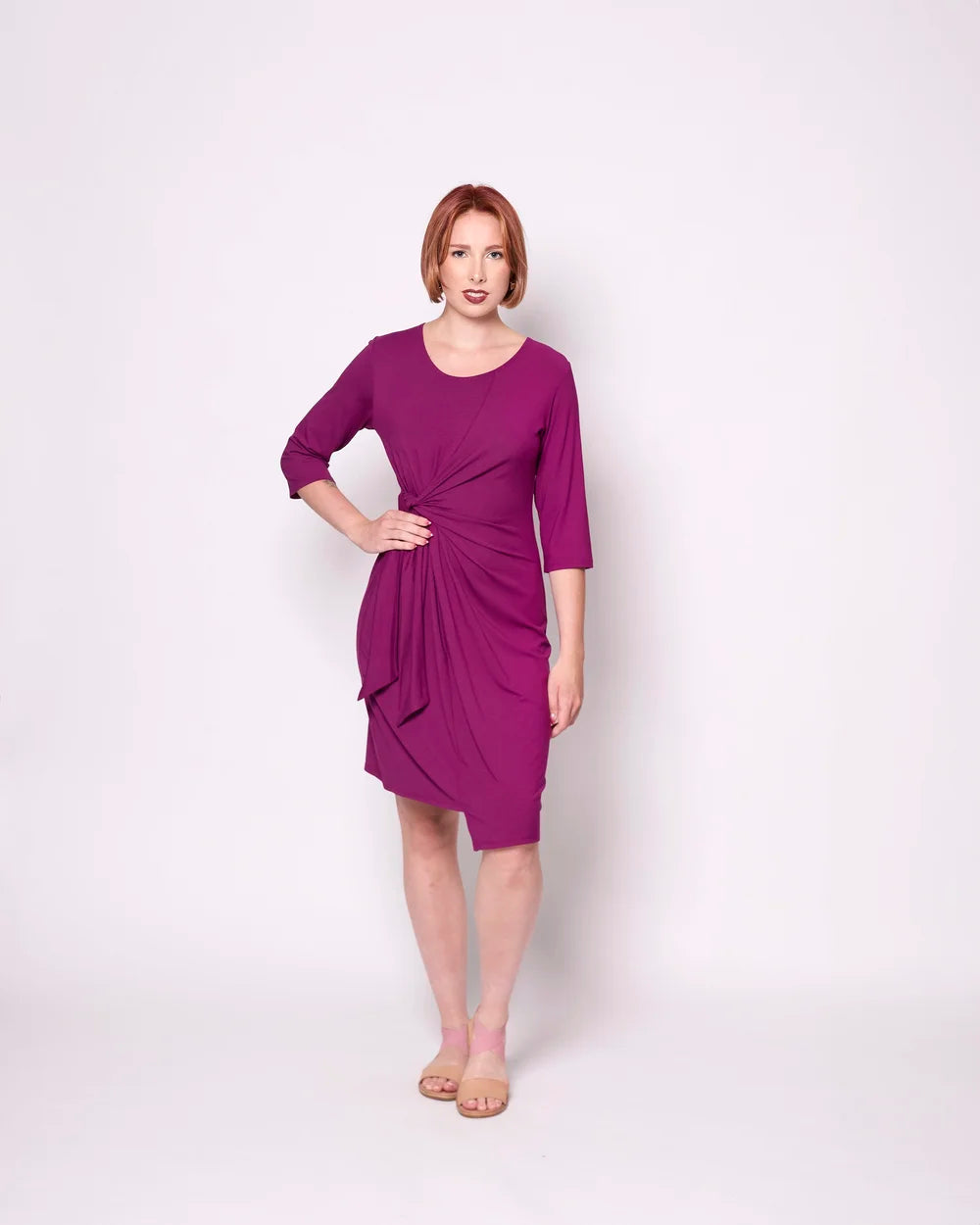 Mariela asymmetrical jersey dress - fuchsia