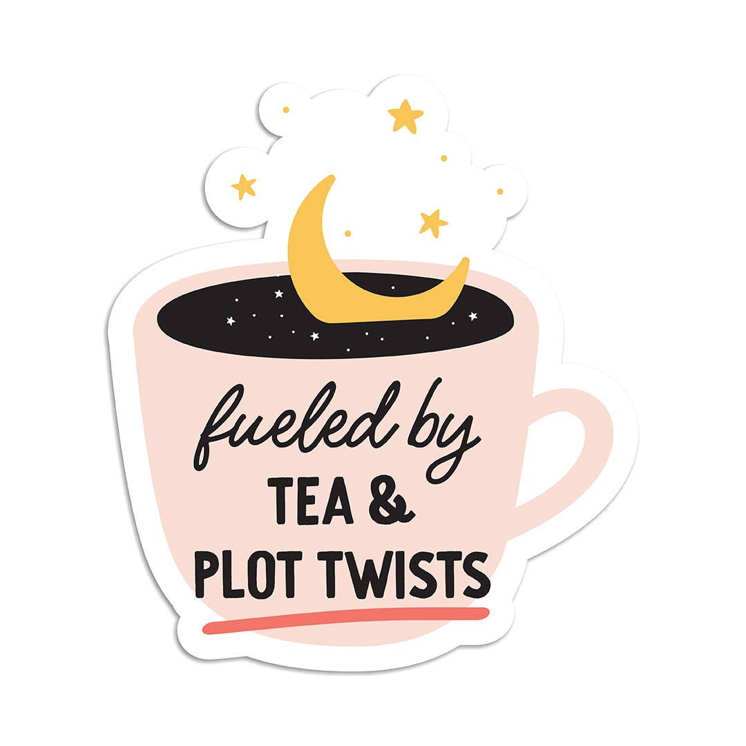 Tea and plot twists vinyl sticker