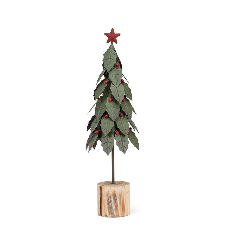 Medium Holly Tree on Log Base