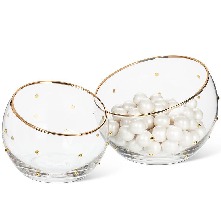 Angled Bowl with Gold Dots