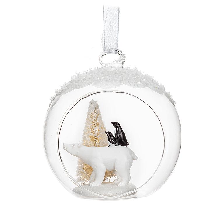 Bear and Penguins Glass Ball Ornament - Abbott Collection