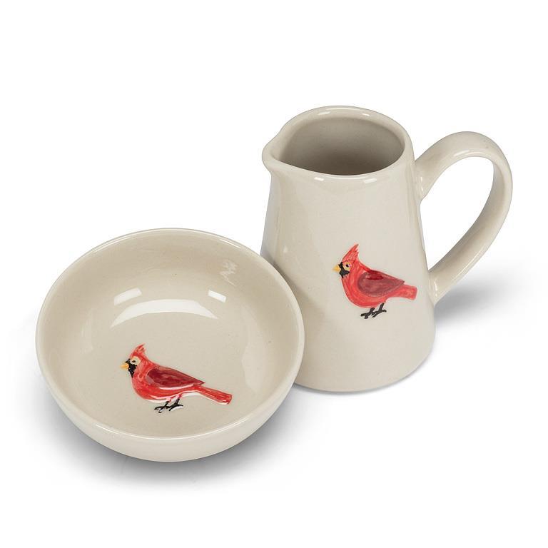 Stoneware Cardinal Mini Jug and Mini Bowl Set