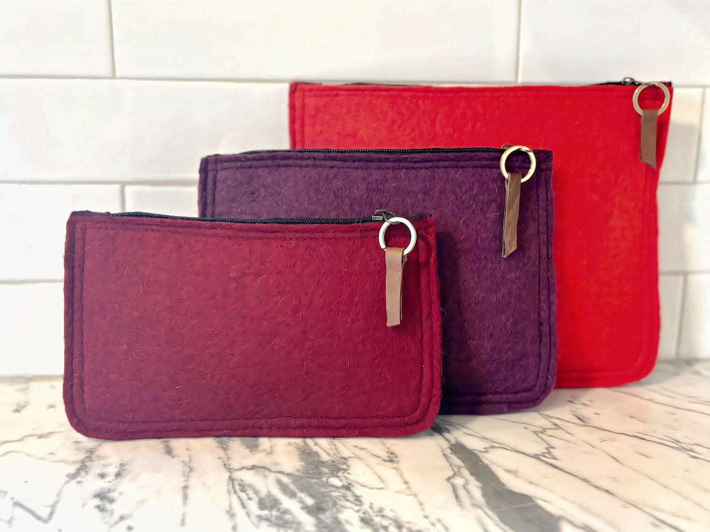 Felted Wool Pouch - Small Modern Two-Tone