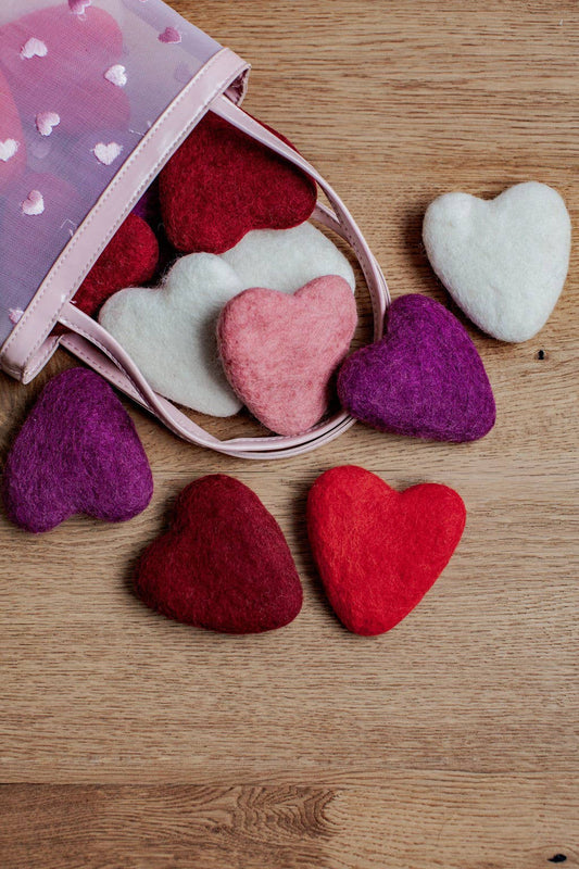 Handmade Felt Hearts - Colored