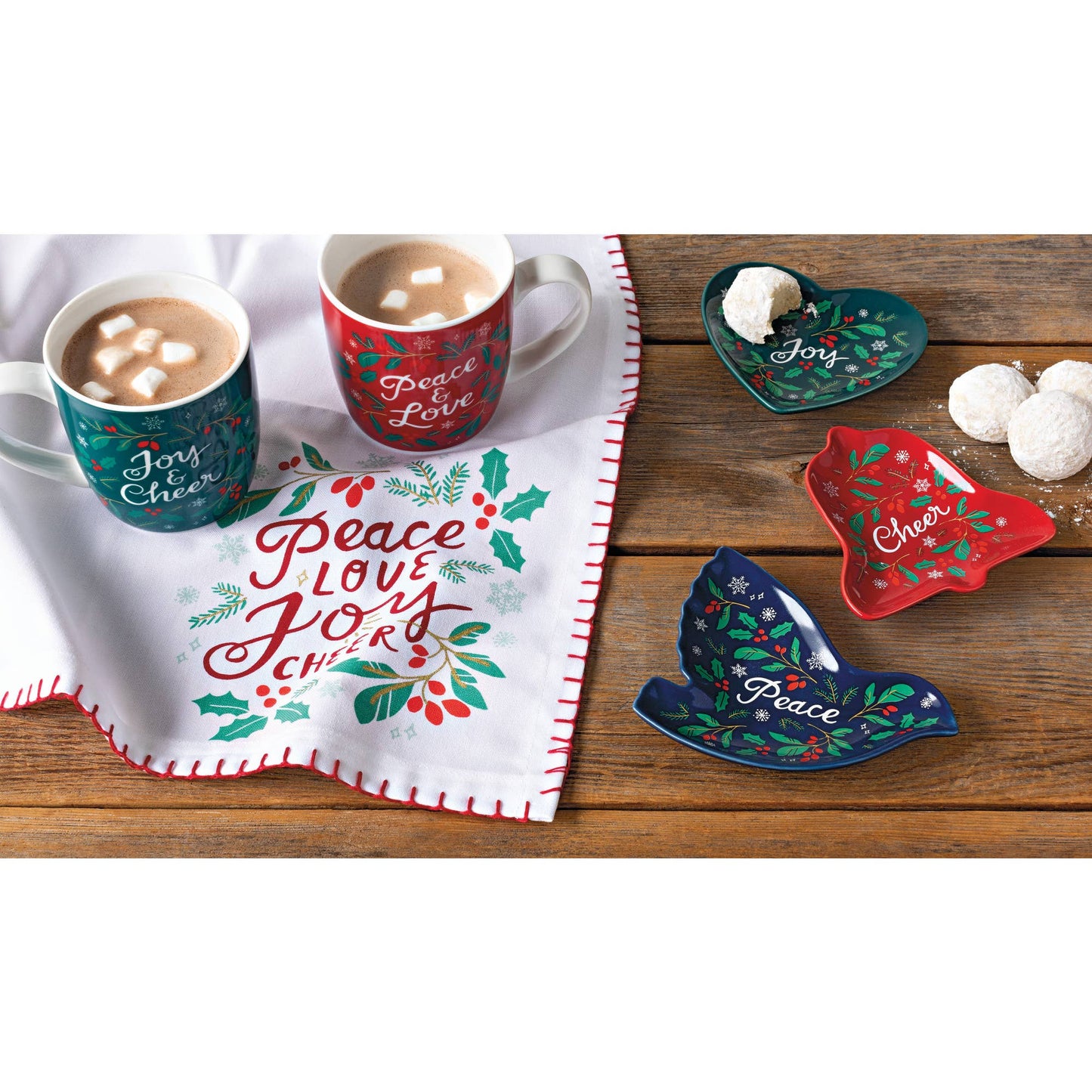 Peace & Joy Christmas Dishes Set of 3