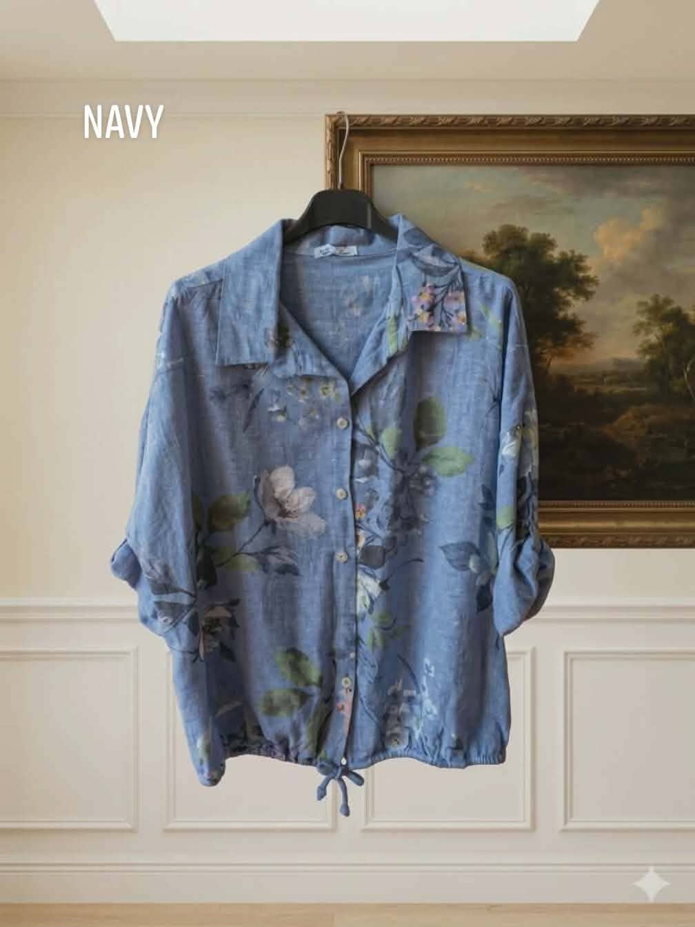 Cotton printed button up top